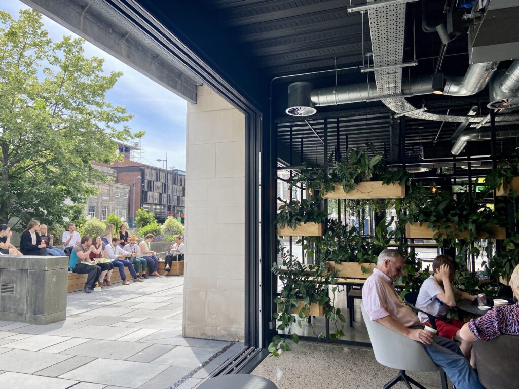 Outdoor seating overlooking Cathedral Piazza